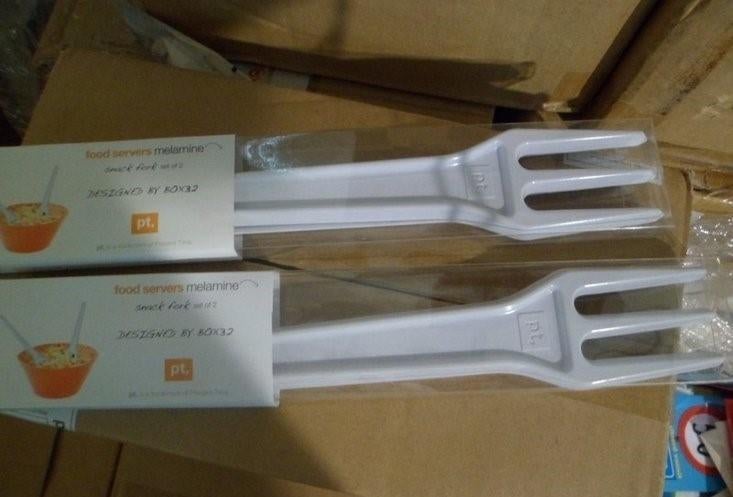 PARTIJ VAN 2 SNACKVORKEN MELAMINE, ., Nieuw, Ophalen of Verzenden, .