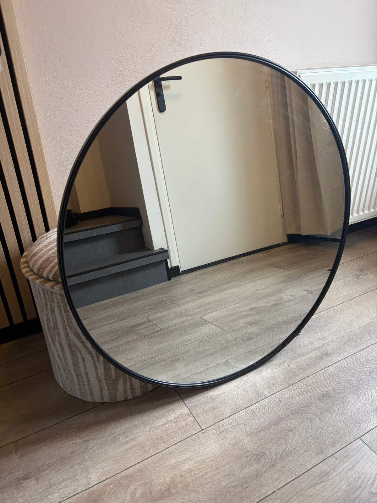 Spiegel Groot Rond 80CM Doorsnede Zwart, Huis en Inrichting, Ophalen, Gebruikt, Rond, 75 tot 100 cm