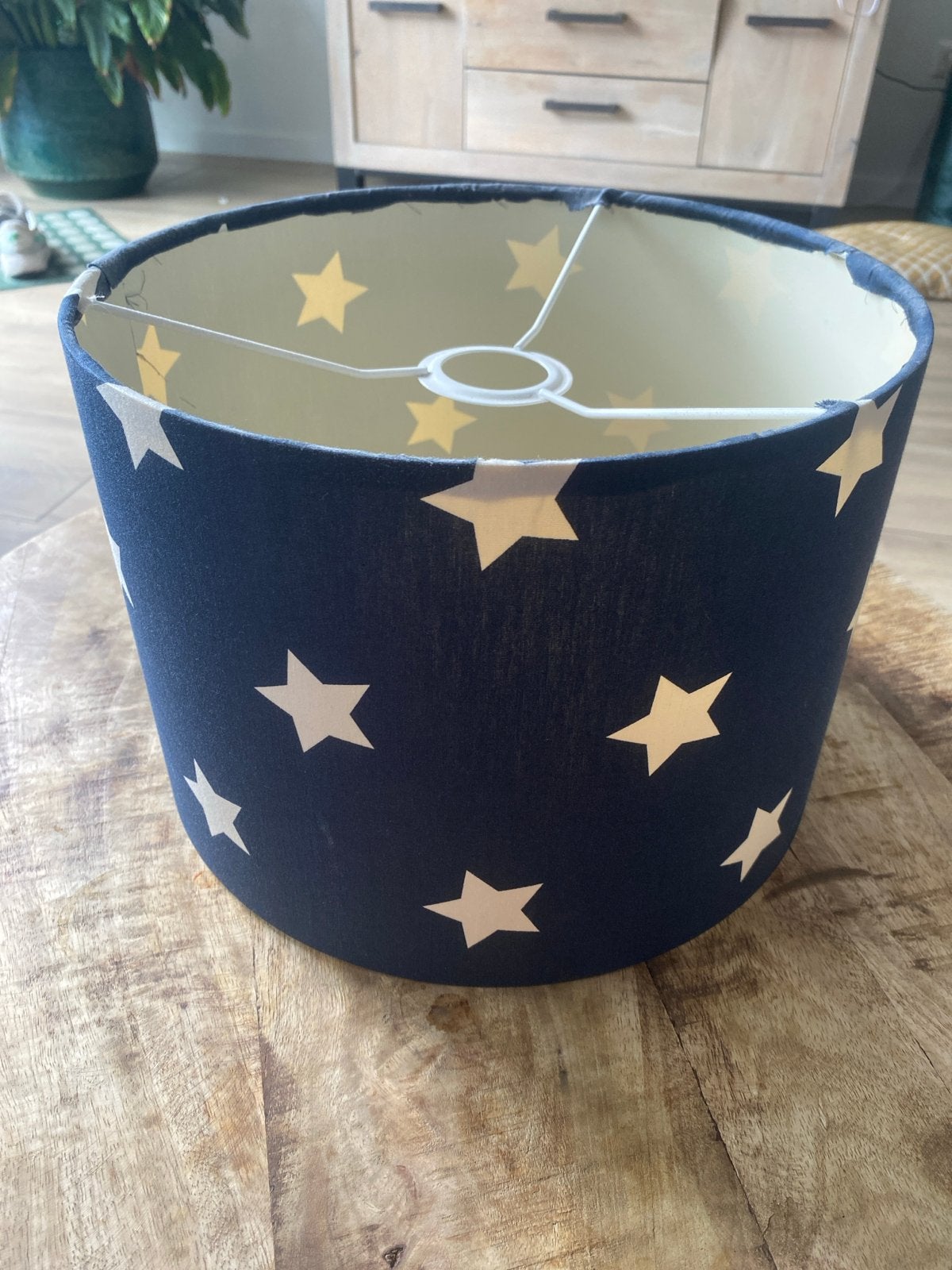 Donkerblauwe lampenkap met sterren, Ophalen, Gebruikt, Rond, 21 cm
