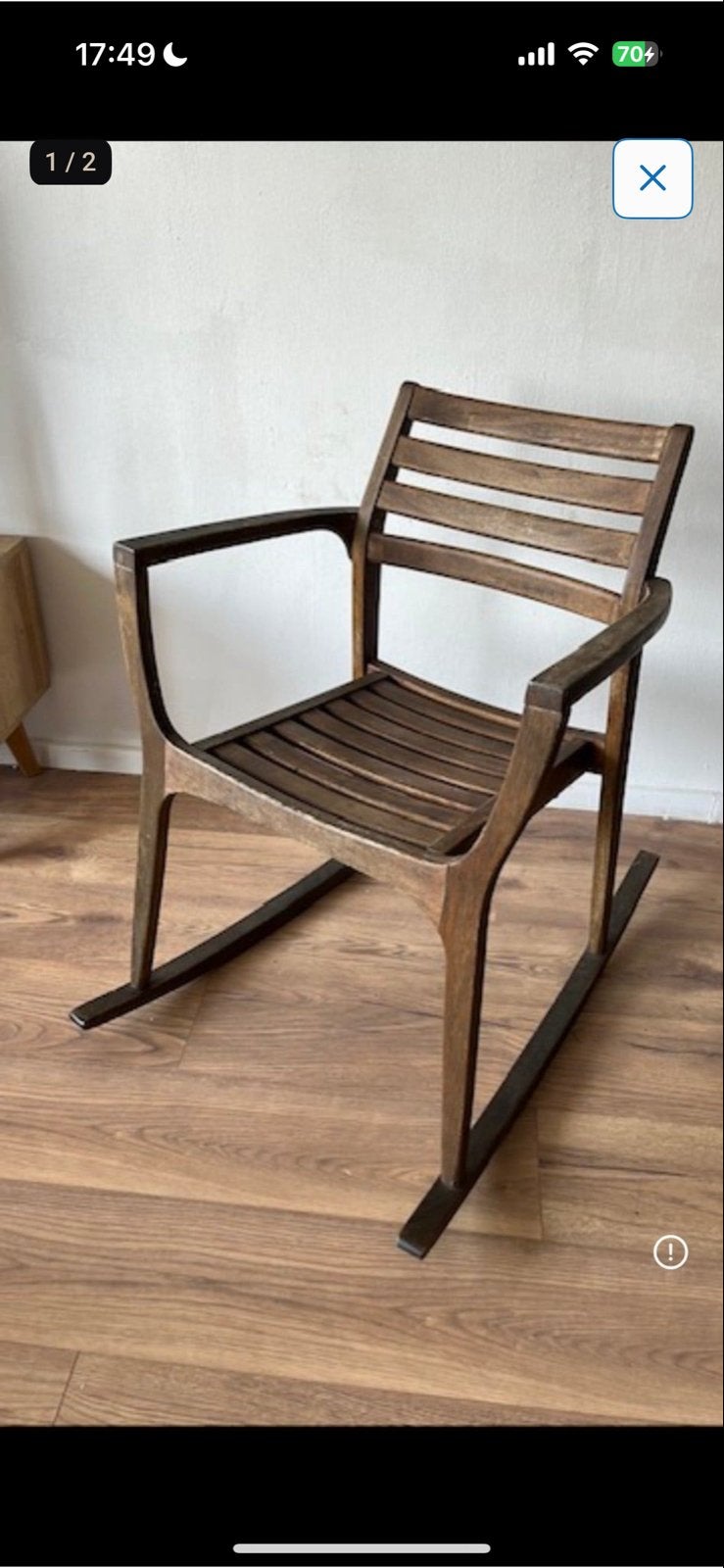 Jacob Berg Schommelstoel - Vintage Houten Schommelstoel, Gebruikt, Bruin, Ophalen of Verzenden, Eén
