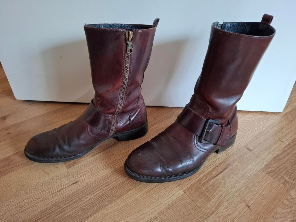 Donkerbruine leren Gant herenschoenen. Rits. Maat 43., Bruin, GANT, Boots, Ophalen of Verzenden