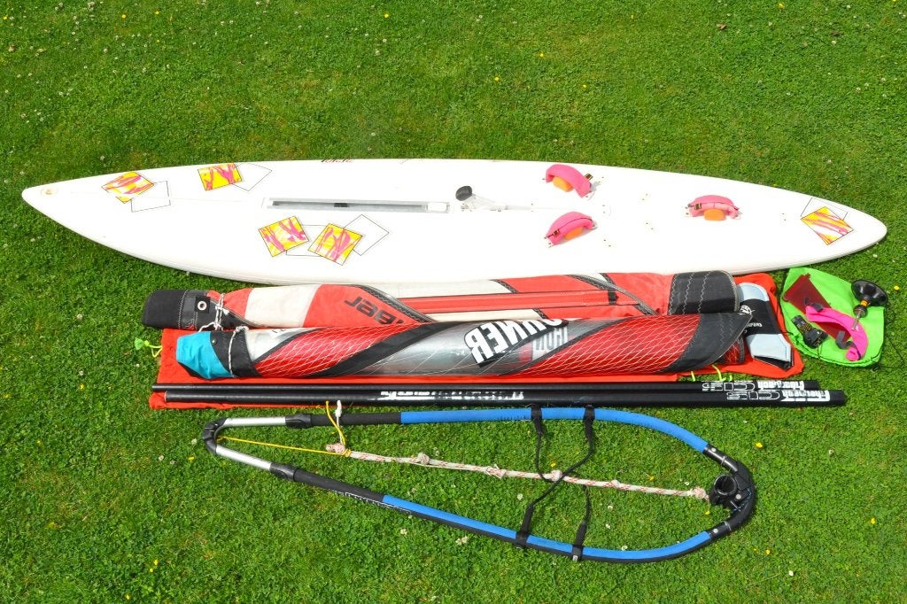 Complete beginners set Manta 320 met zwaard en 2 zeilen, Watersport en Boten, Gebruikt, 3.5 tot 5 m², Met mast, 300 cm of meer