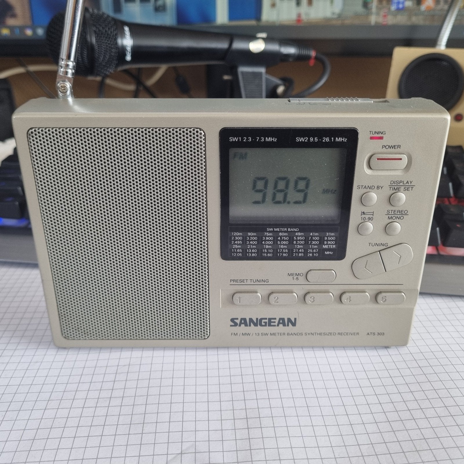 SANGEAN ATS 303, FM, MW en SW, Ophalen of Verzenden, Zo goed als nieuw, Ontvanger