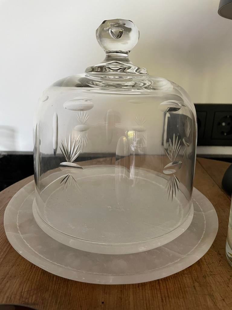 Glas glazen kristallen stolp stolpje cloche geslepen glas, Antiek en Kunst, Ophalen of Verzenden