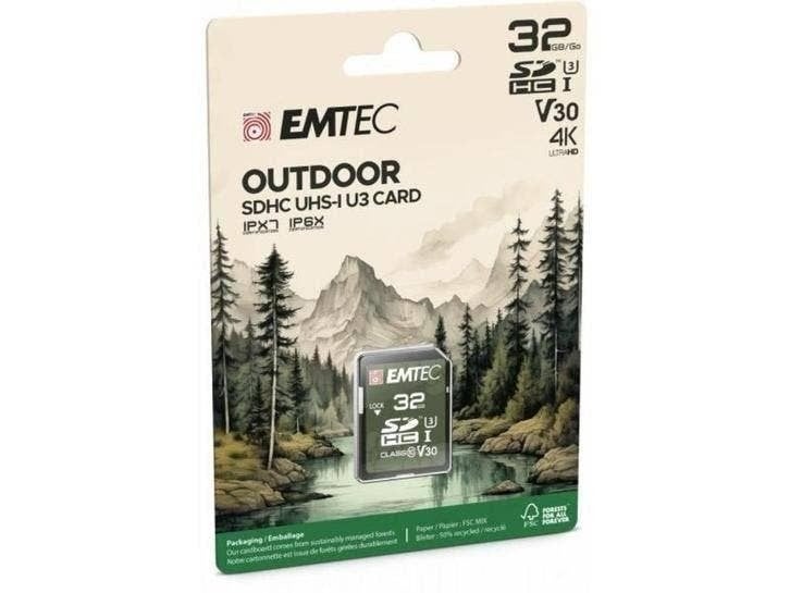 Emtec SDHC 32GB UHS-I U3 V30 4K OUTDOOR IPX6 IPX7, Audio, Tv en Foto, 32 GB, EMTEC, Ophalen of Verzenden, Fotocamera