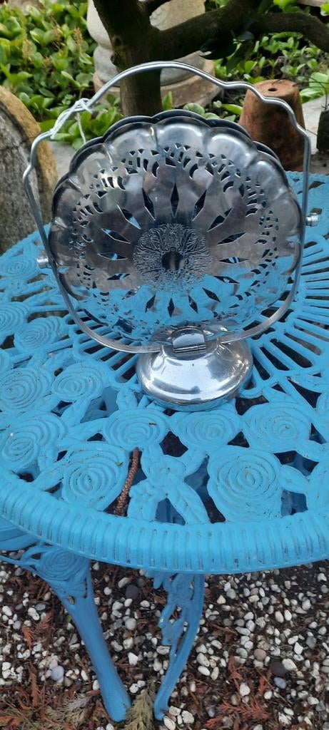 Vintage Zilverkleurige Etagere - 3 Lagen, Ophalen of Verzenden