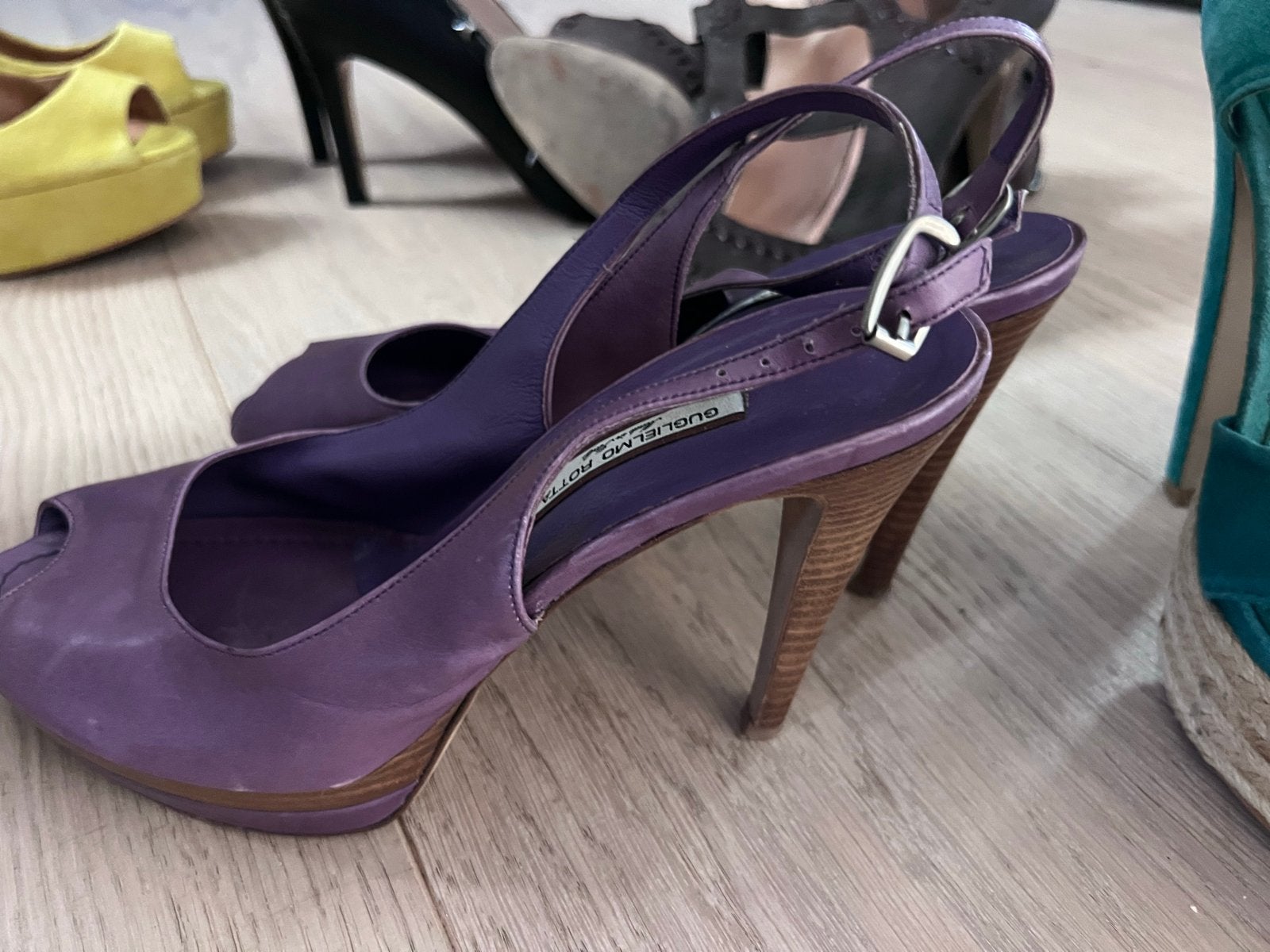Paarse leren hoge hakken met plateau - Maat 41, Verzenden, Gedragen, Overige kleuren, Schoenen met hoge hakken