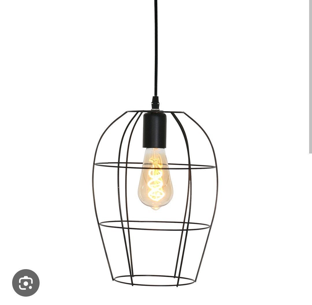 Mexlite Hanglamp 2705ZW - Zwart draadframe E27, Industrieel, Modern, Minimalistisch, Nieuw, Metaal, E27 (groot)