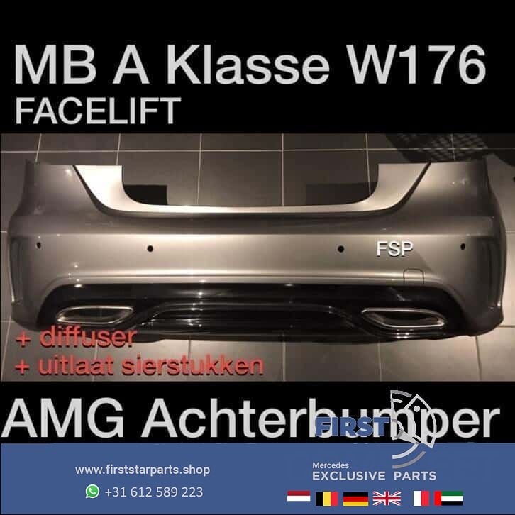 W176 Facelift AMG Achterbumper PDC MB A klasse + uitlaat L/R, Gebruikt, -, Ophalen of Verzenden, Achter