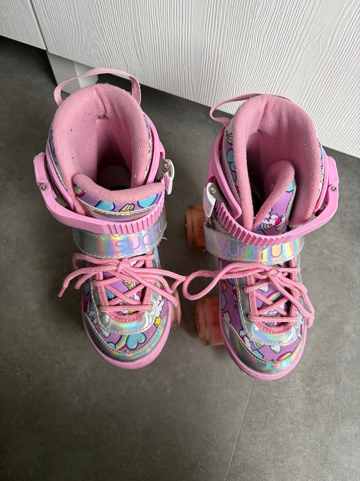 Roze Suoto verstelbare (30-33) kinder rolschaatsen, Kinderen en Baby's, Ophalen of Verzenden, Verstelbaar, Gebruikt, Kinderen