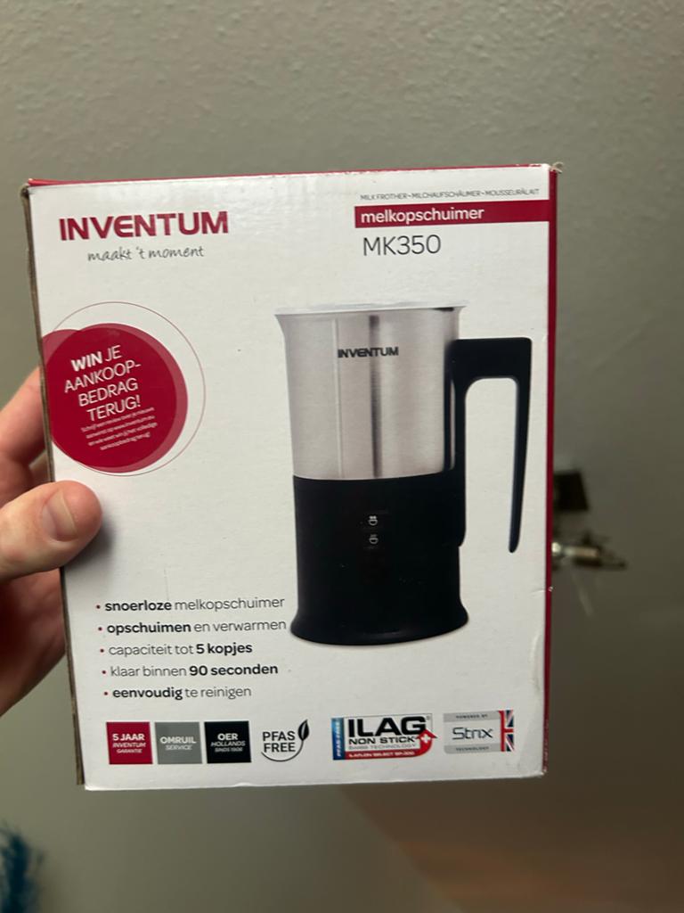 Inventum MK350 Snoerloze Melkopschuimer - Nieuw in doos, Ophalen of Verzenden, Zo goed als nieuw, Elektrische melkopschuimer