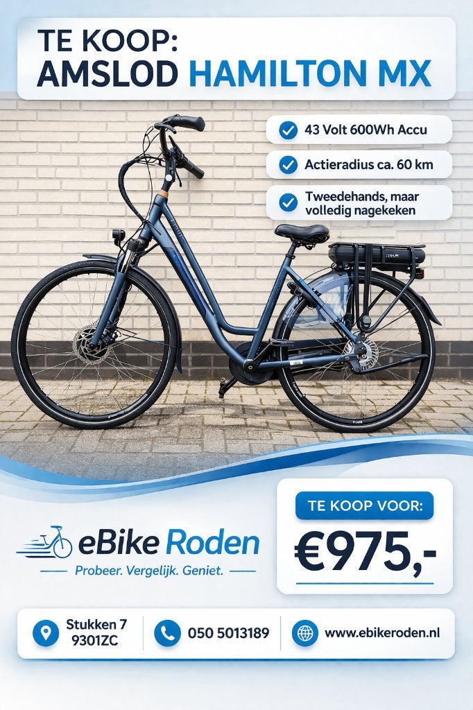 Amslod Hamilton MTX 43V 600Wh Ebike | €1275,-, Overige merken, Ophalen of Verzenden, Zo goed als nieuw, 51 tot 55 cm