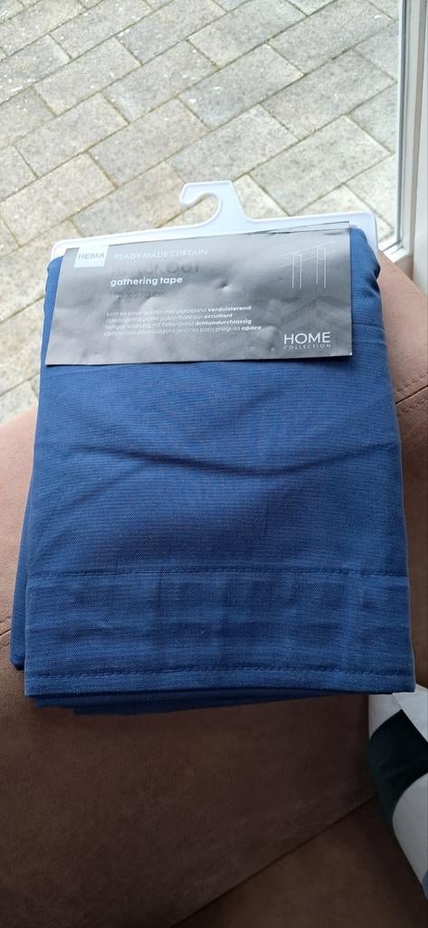 Nieuw blauw verduisterend effen gordijn met plooiband, Ophalen of Verzenden, Nieuw, Eenpersoons, Deken of Dekbed