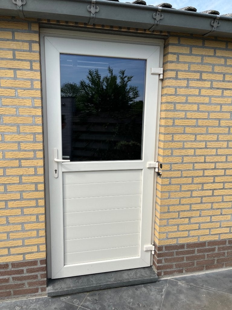 buitendeur kunstof kompleet met kozijn, Ophalen, Gebruikt, 80 tot 100 cm, Buitendeur