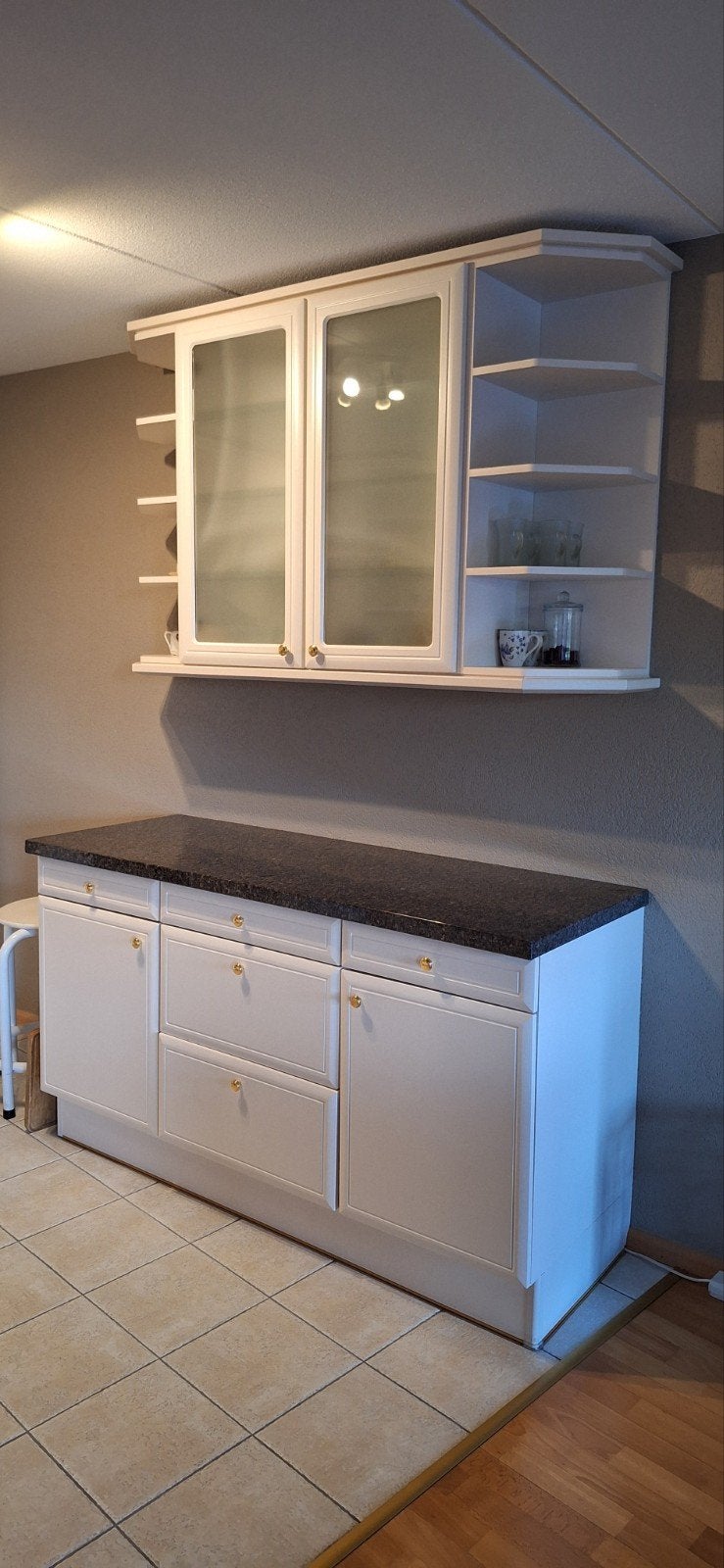 keukenblok met granieten blad en bovenkast 160 cm breed, Huis en Inrichting, Keuken | Keukenelementen, Ophalen, Gebruikt, Wit