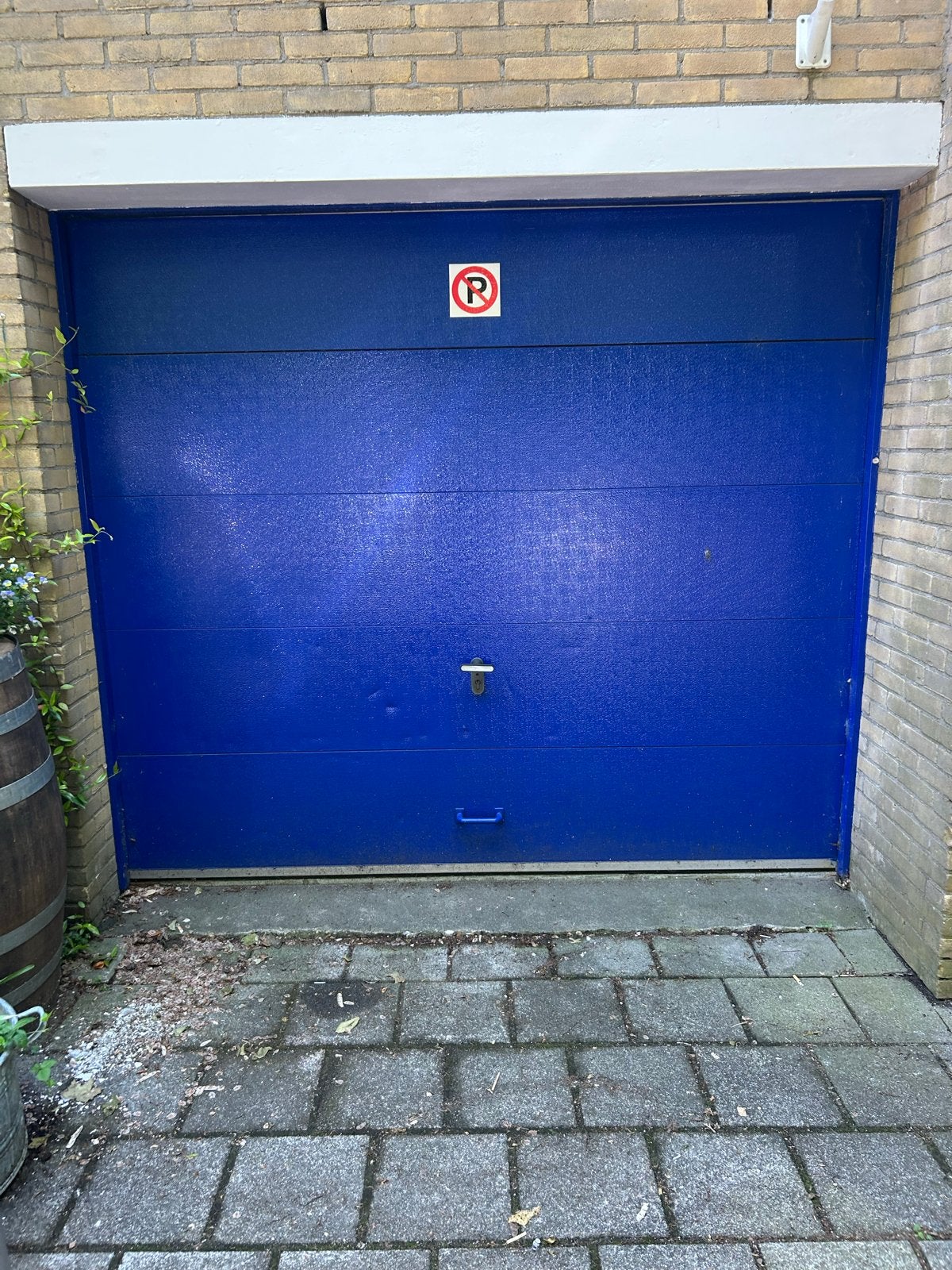 Geïsoleerde garagedeur, blauw - Ophalen in overleg, Ophalen, Gebruikt, 120 cm of meer, Garagedeur