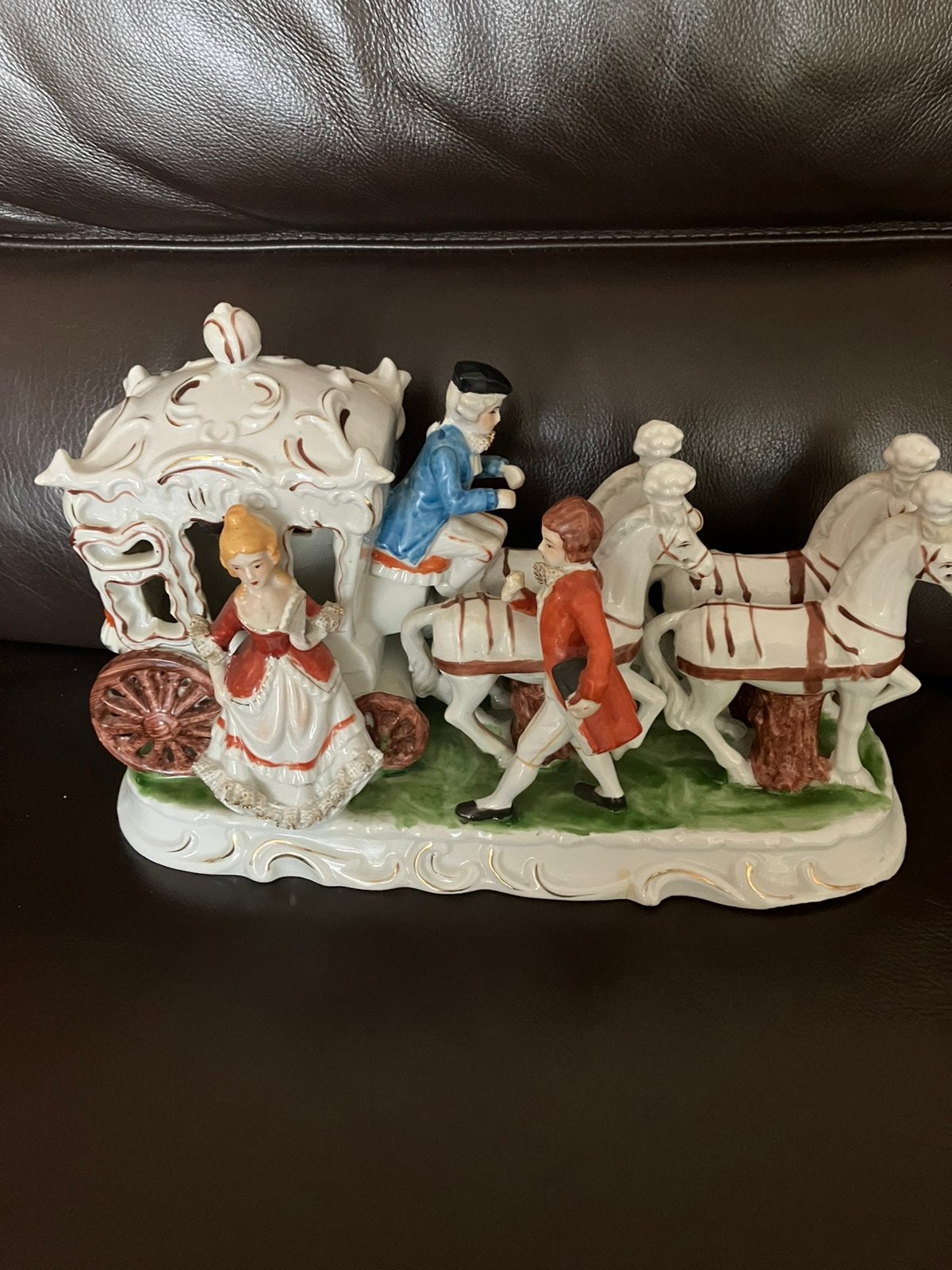 Prachtig groot duits porseleinen koets 34x22 cm linker voor, Antiek en Kunst, Antiek | Porselein, Ophalen of Verzenden