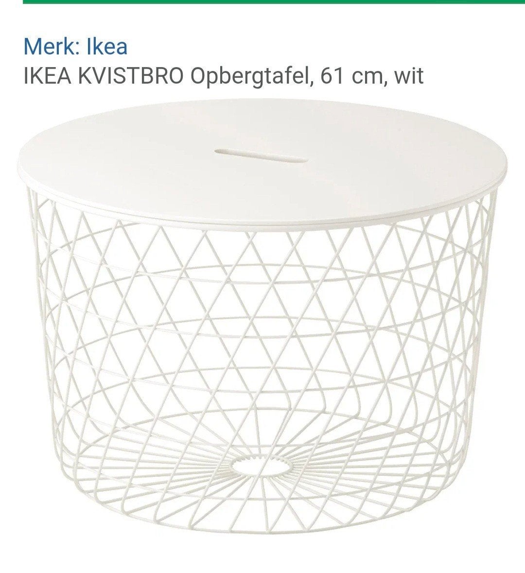 IKEA KVISTBRO Opbergtafel, 61 cm, wit, Ophalen, 50 tot 100 cm, Rond, 50 tot 100 cm