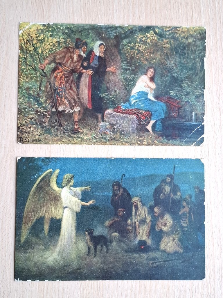 Kaarten De Heilige Schrift (Rob Leinweber) - rond 1930, Verzenden, Zo goed als nieuw, Kaart of Prent, Overige religies