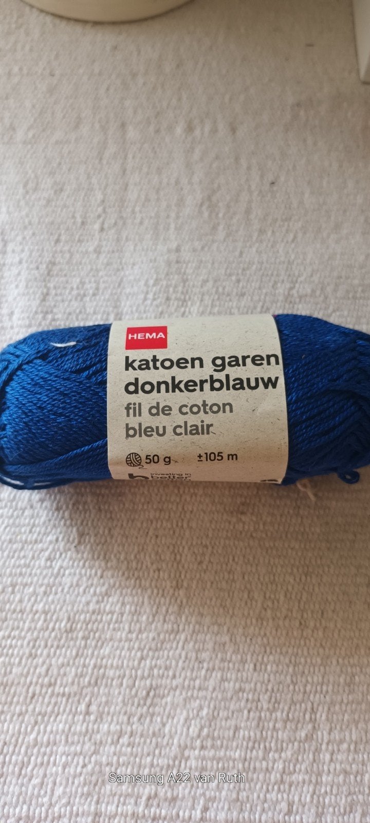 6 bollen Hema katoen garen donkerblauw, Ophalen of Verzenden, Nieuw, Breien of Haken, Wol of Garen
