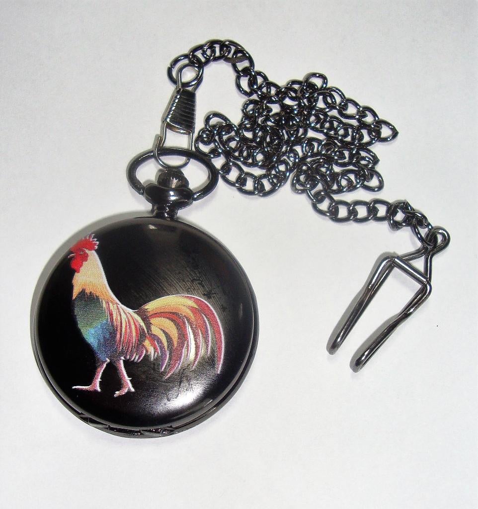 zakhorloge in zwarte kaste / 4 soorten met ketting / clip, Ophalen of Verzenden, Nieuw
