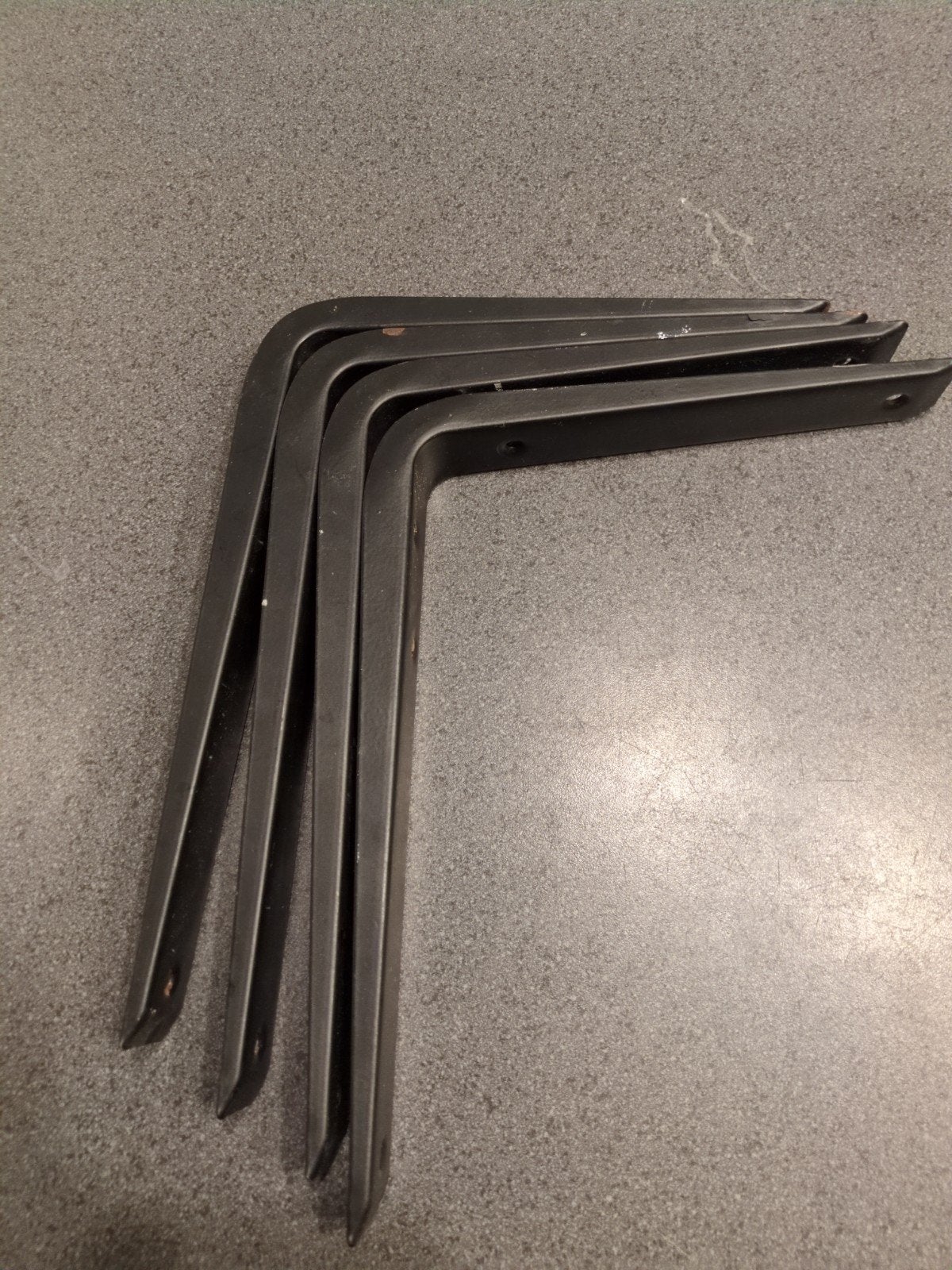 Set van 4 zwarte metalen plankdragers, 25 cm, Ophalen of Verzenden, Gebruikt