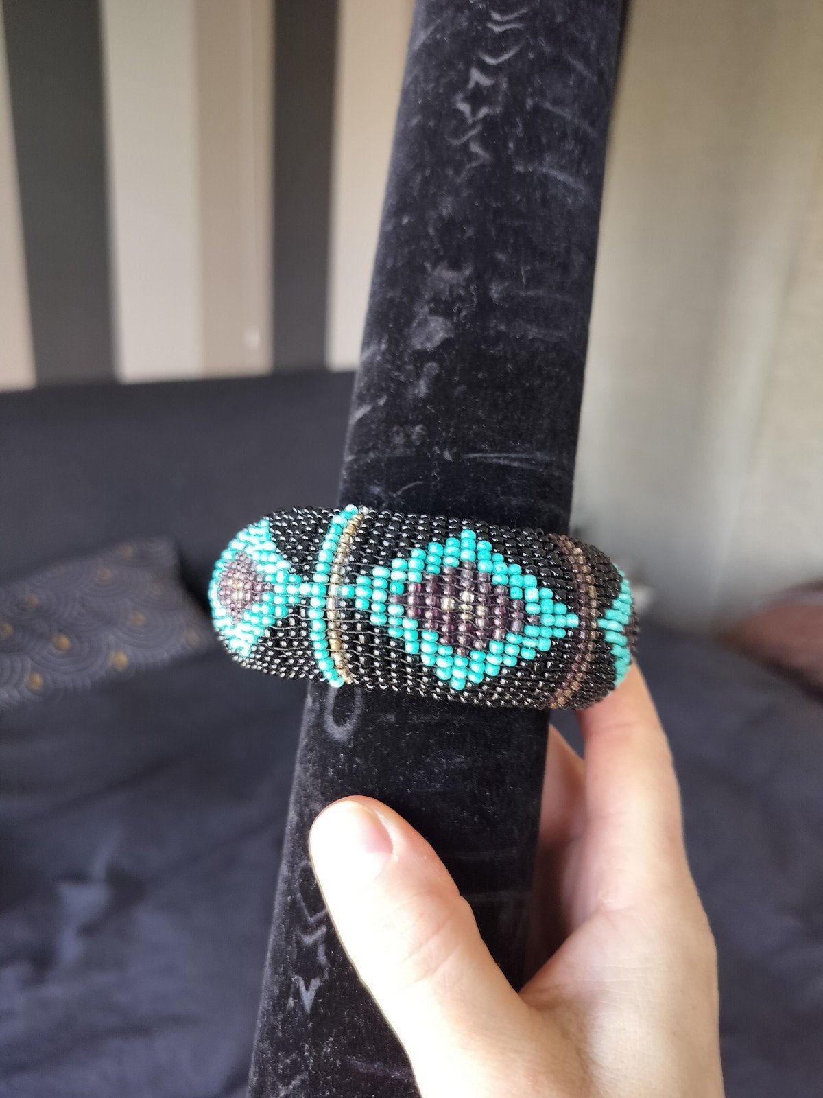 Kralen armband. Etnisch, Ophalen of Verzenden, Zo goed als nieuw, Zwart