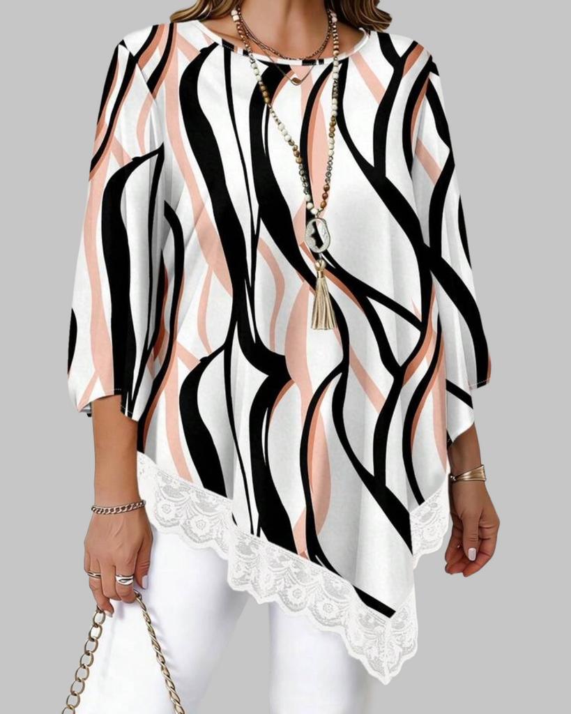 Asymmetrische Tuniek met Kant (44-52), Verzenden, Nieuw, Overige kleuren, Blouse of Tuniek