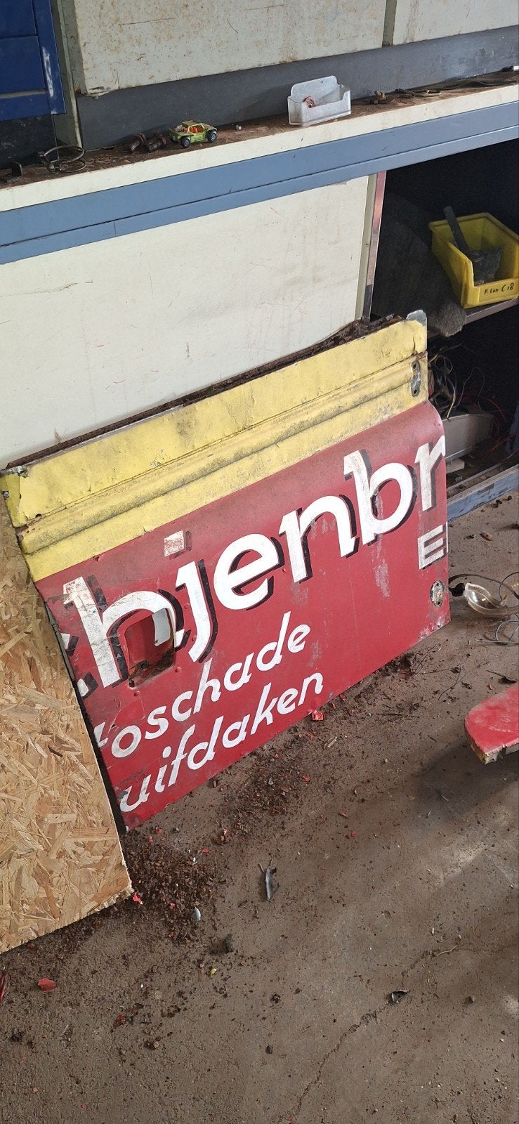 mancave !    prachtige deur met oude belettering, Ophalen, Gebruikt, Reclamebord