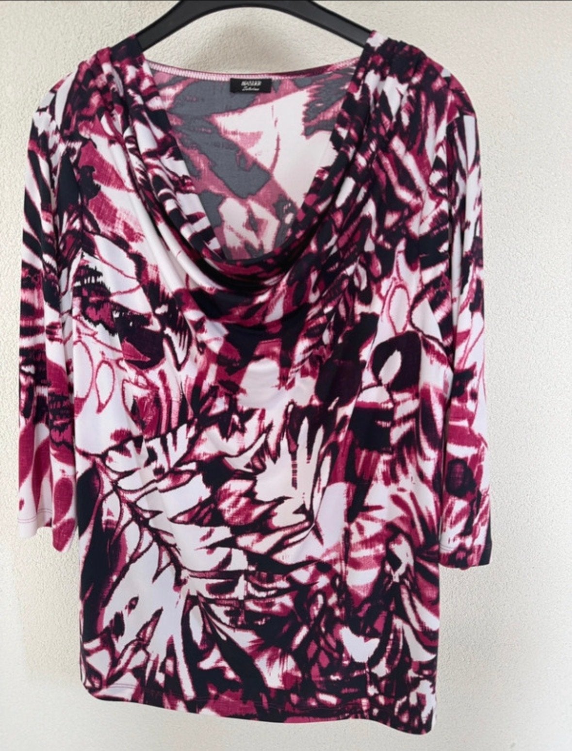 Basler shirt met watervalhals en abstracte print - Maat 42, Maat 42/44 (L), Ophalen of Verzenden, Zo goed als nieuw, Korte mouw