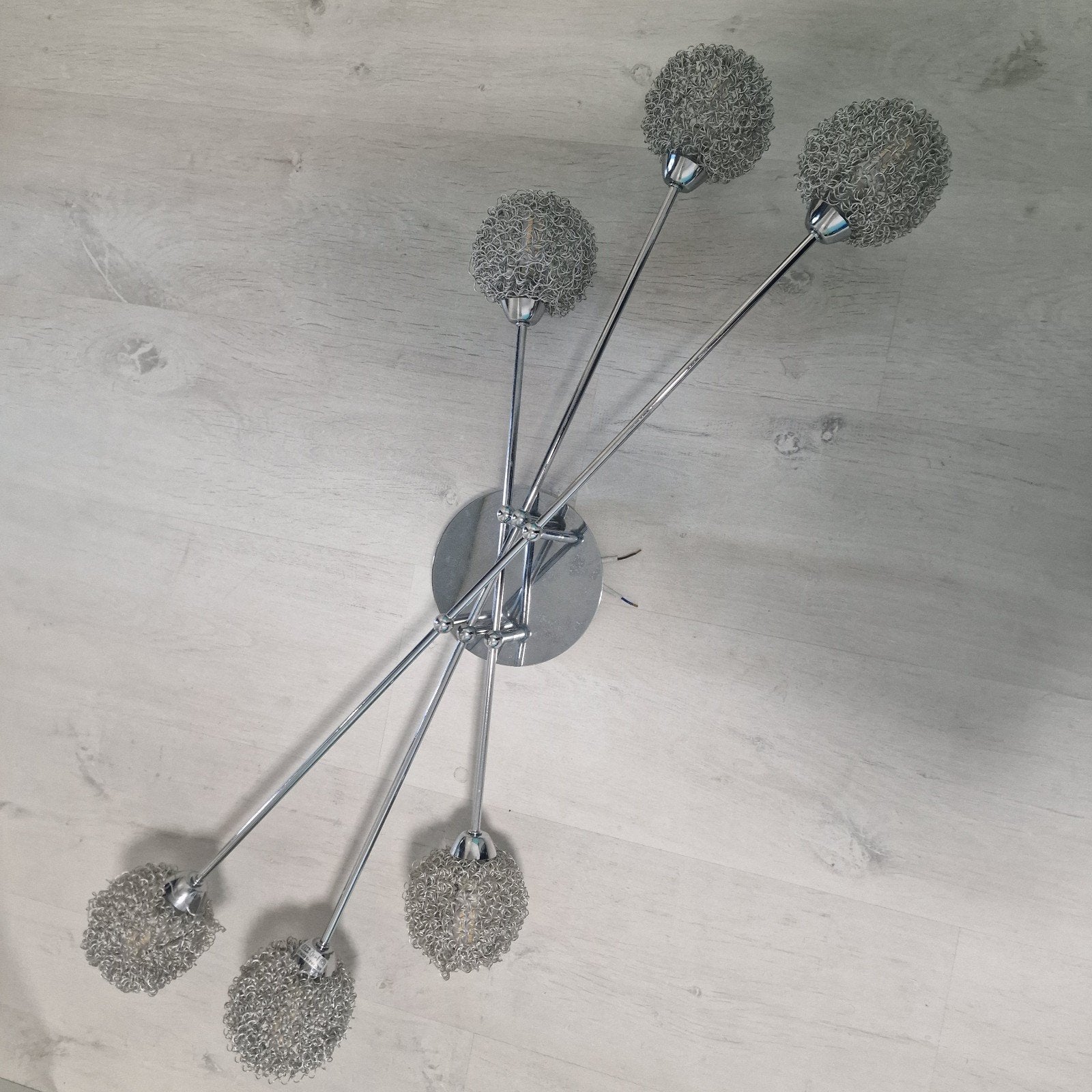 Plafondlamp met bollen en slimme lampjes (Google/Alexa), Ophalen, Zilver, Overige fittingen, Plafondlamp