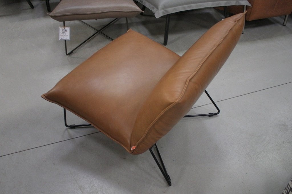 Luxe fauteuil EARL Jess design metaal leer bruin naturel