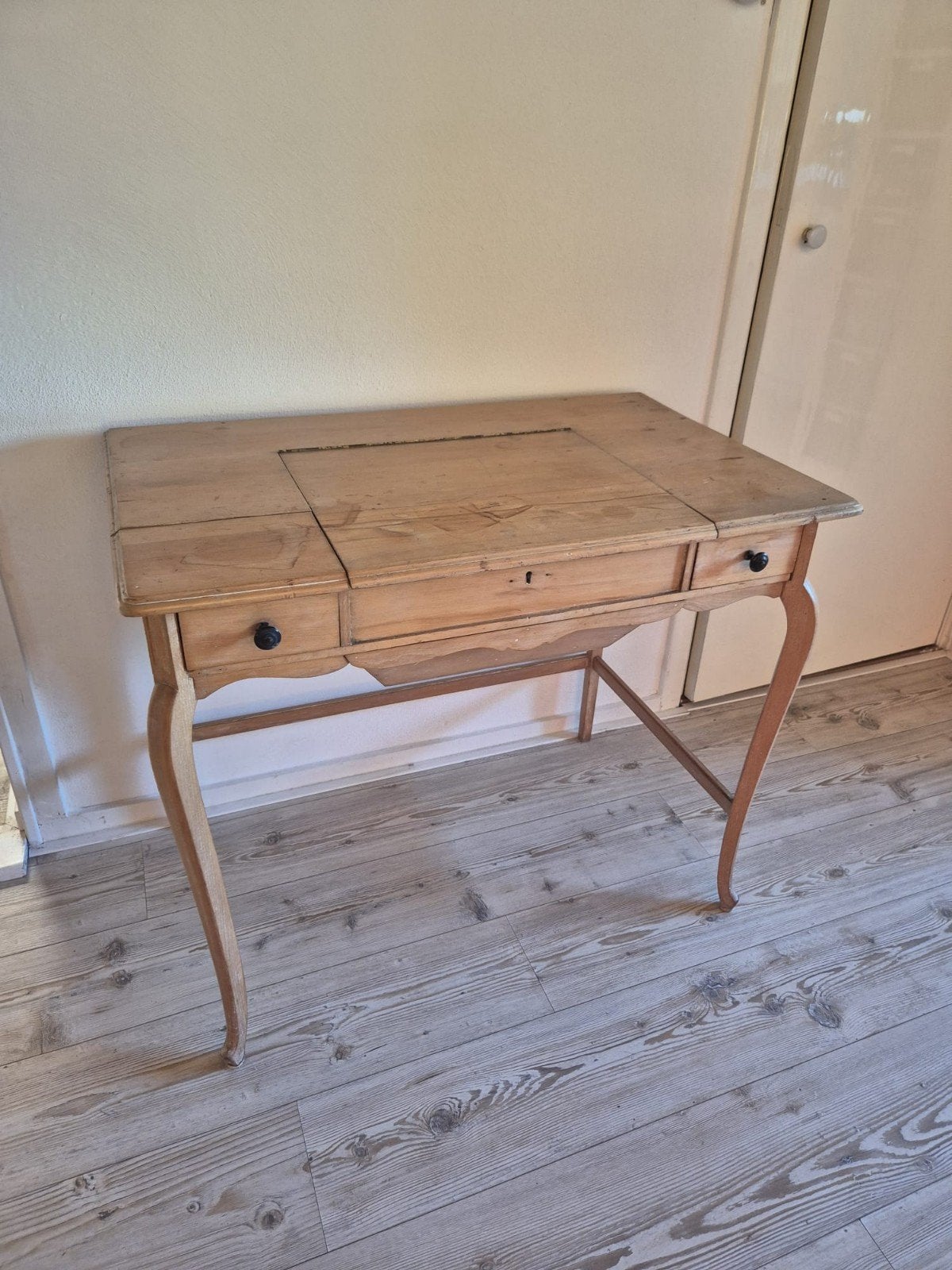 Antiek houten kaptafel met spiegel en lade, Ophalen