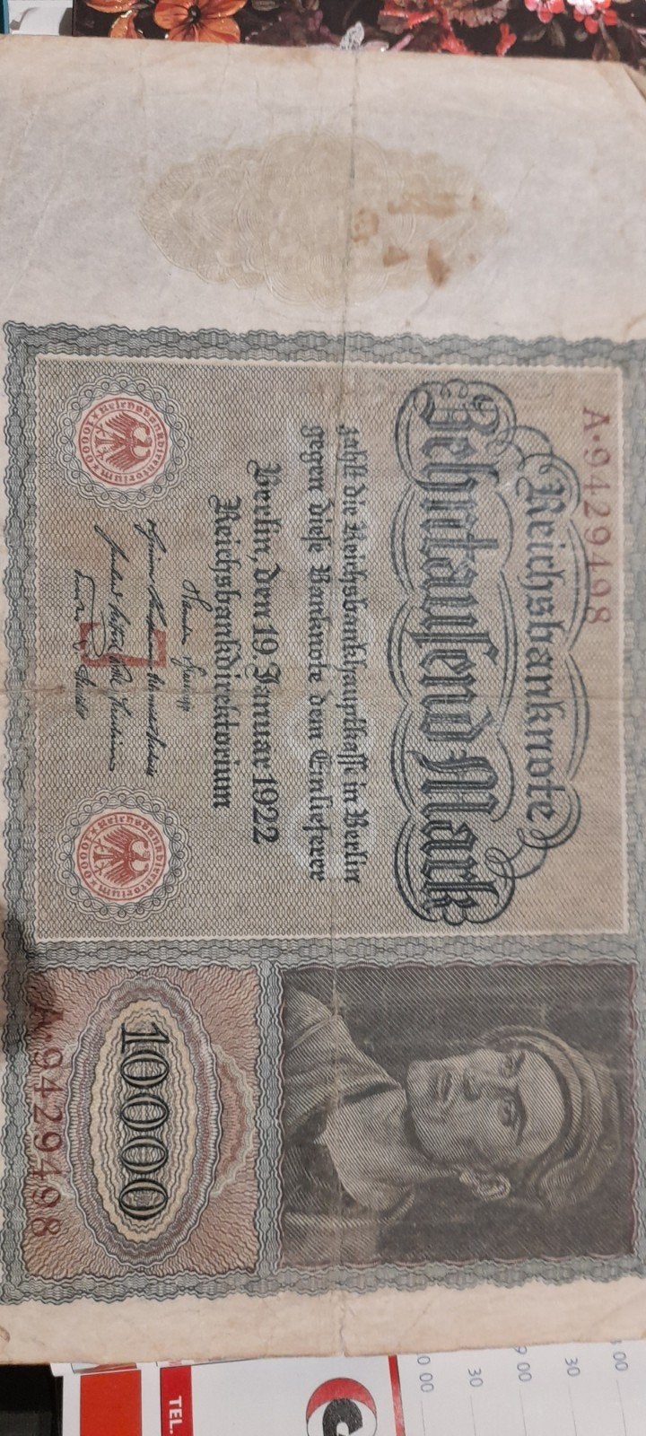 Historisch Duits 10000 Mark biljet uit 1922, Postzegels en Munten, Verzenden