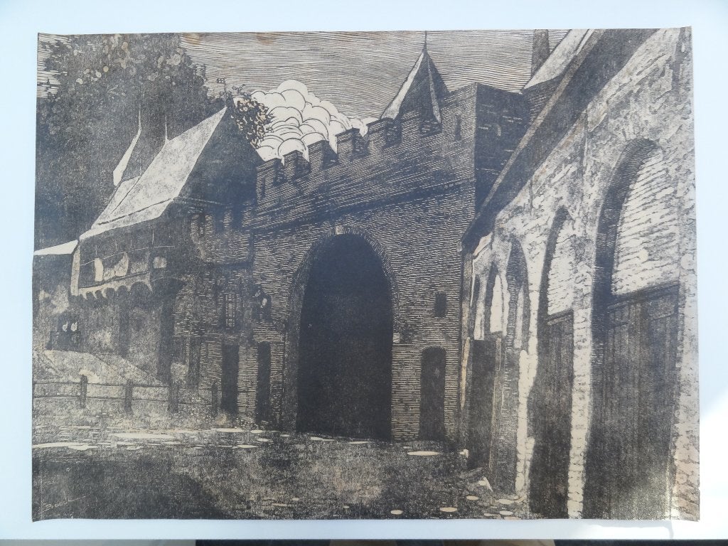 Litho Koppelpoort Amersfoort, Dirk Boode 1871-1957, Antiek en Kunst, Origineel, Verzenden, Overige onderwerpen, Lithografie