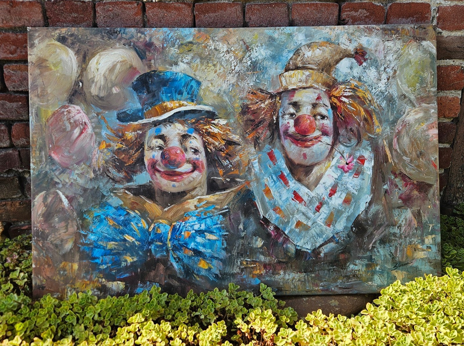 Vintage olieverfschilderij op doek.. 60 bij 90 cm.., Antiek en Kunst, Kunst | Schilderijen | Modern, Ophalen