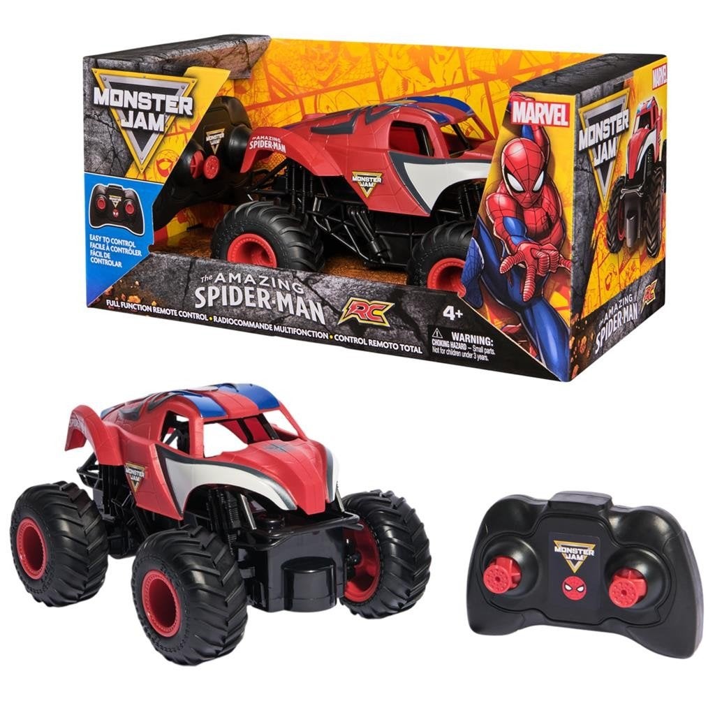Monsterjam 1:24 Grave Digger El Toro Loco of Spider-Man, Nieuw, Auto onroad, Schaal 1:24, Ophalen