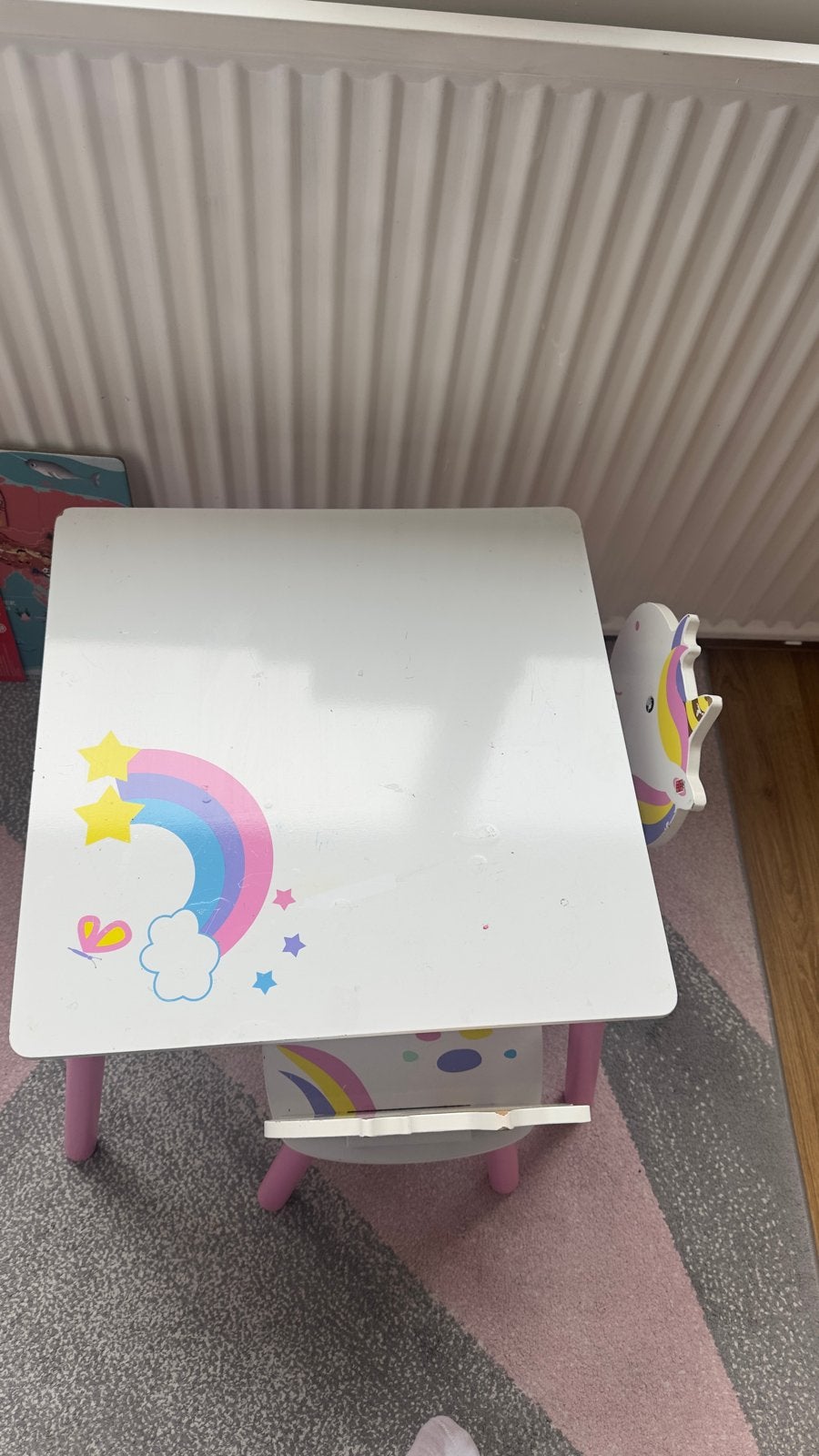Eenhoorn kinderbureau met stoel, Ophalen, Gebruikt, Tafel(s) en Stoel(en)