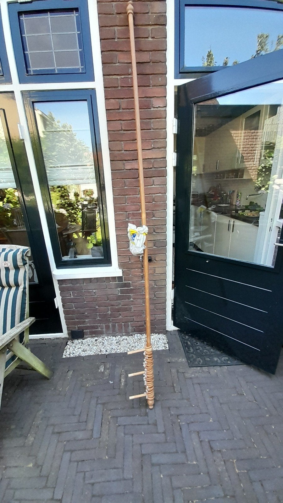 Complete houten gordijnroede met ringen, Ophalen, Gebruikt, Hout, Gordijn