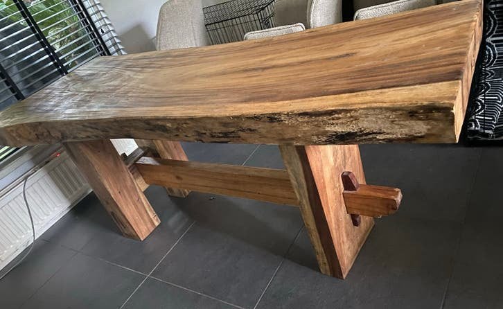 Prachtige Boomstam Tafel, Huis en Inrichting, Tafels | Eettafels, Ophalen, 50 tot 100 cm, Zo goed als nieuw, 150 tot 200 cm