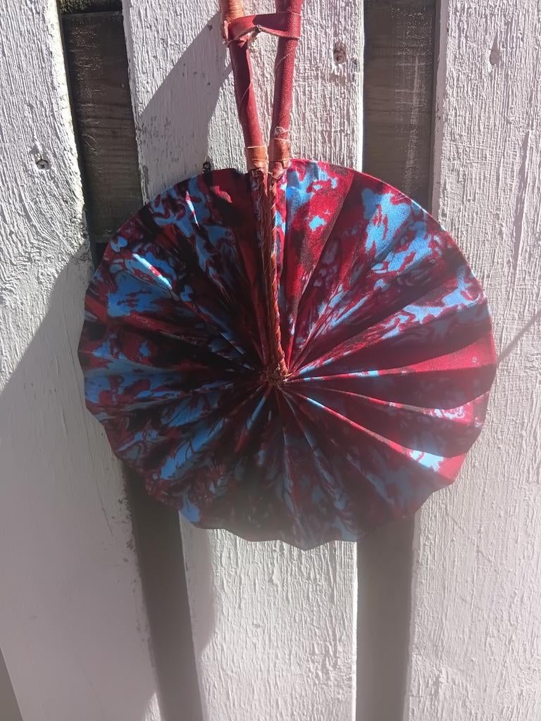 Batik katoenen waaier Opvouwbaar handig mee te nemen Ghana, Verzenden, Nieuw