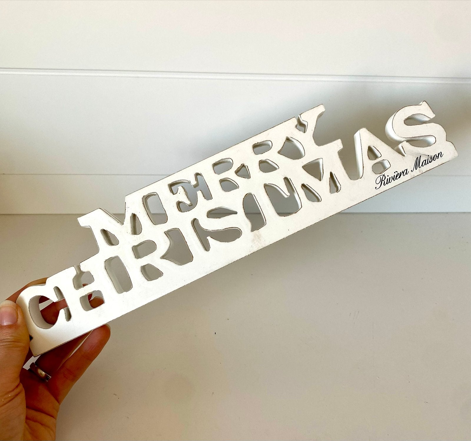 Riviera Maison merry Christmas text wit hout foto houder, Ophalen of Verzenden