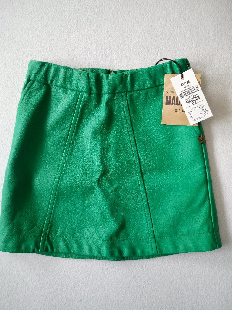 Nieuw hard groen kunst leren rokje Madison 128, Meisje, Ophalen of Verzenden, Jurk of Rok, Nieuw
