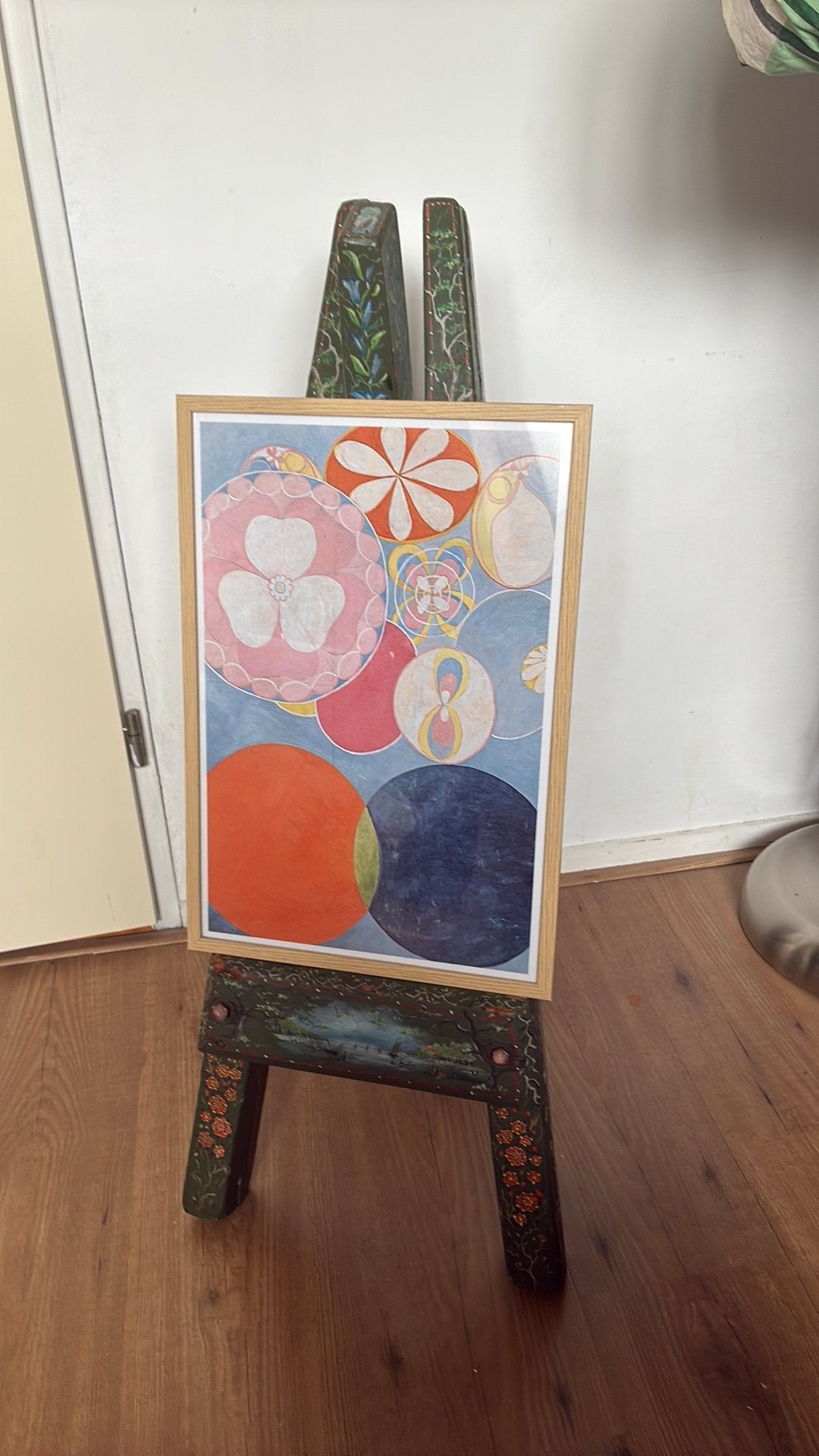 Antieke houten schildersezel, handgeschilderd, Antiek en Kunst, Ophalen