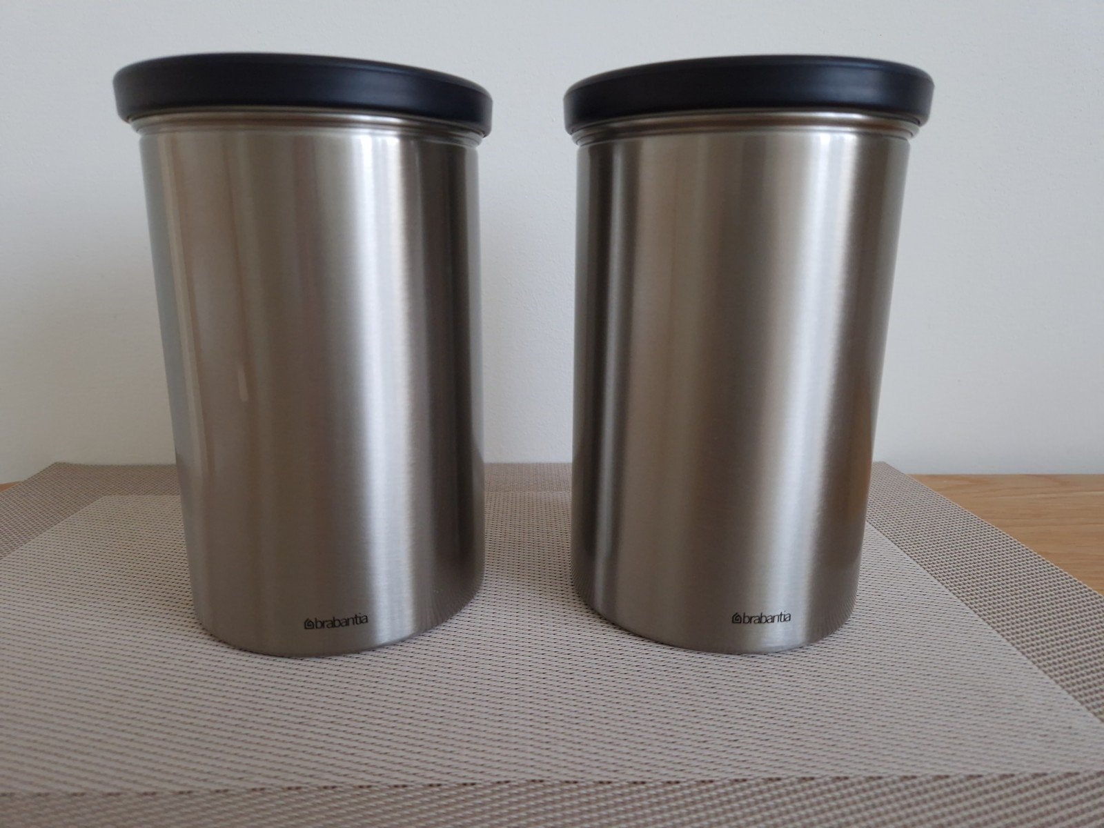 Brabantia Voorraadbussen - Set van 2, Zilver, Ophalen of Verzenden, Zo goed als nieuw, Voorraadpot