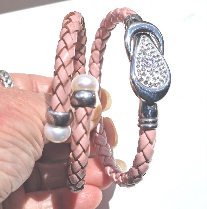 Armbanden roze met strass of parels, Sieraden, Tassen en Uiterlijk, Armbanden, Ophalen of Verzenden, Roze, Met strass