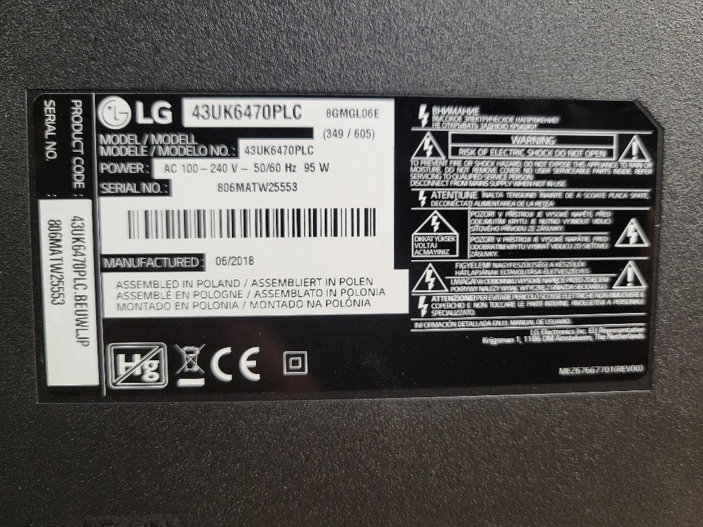 TV, Ophalen, Gebruikt, 50 Hz, 100 cm of meer