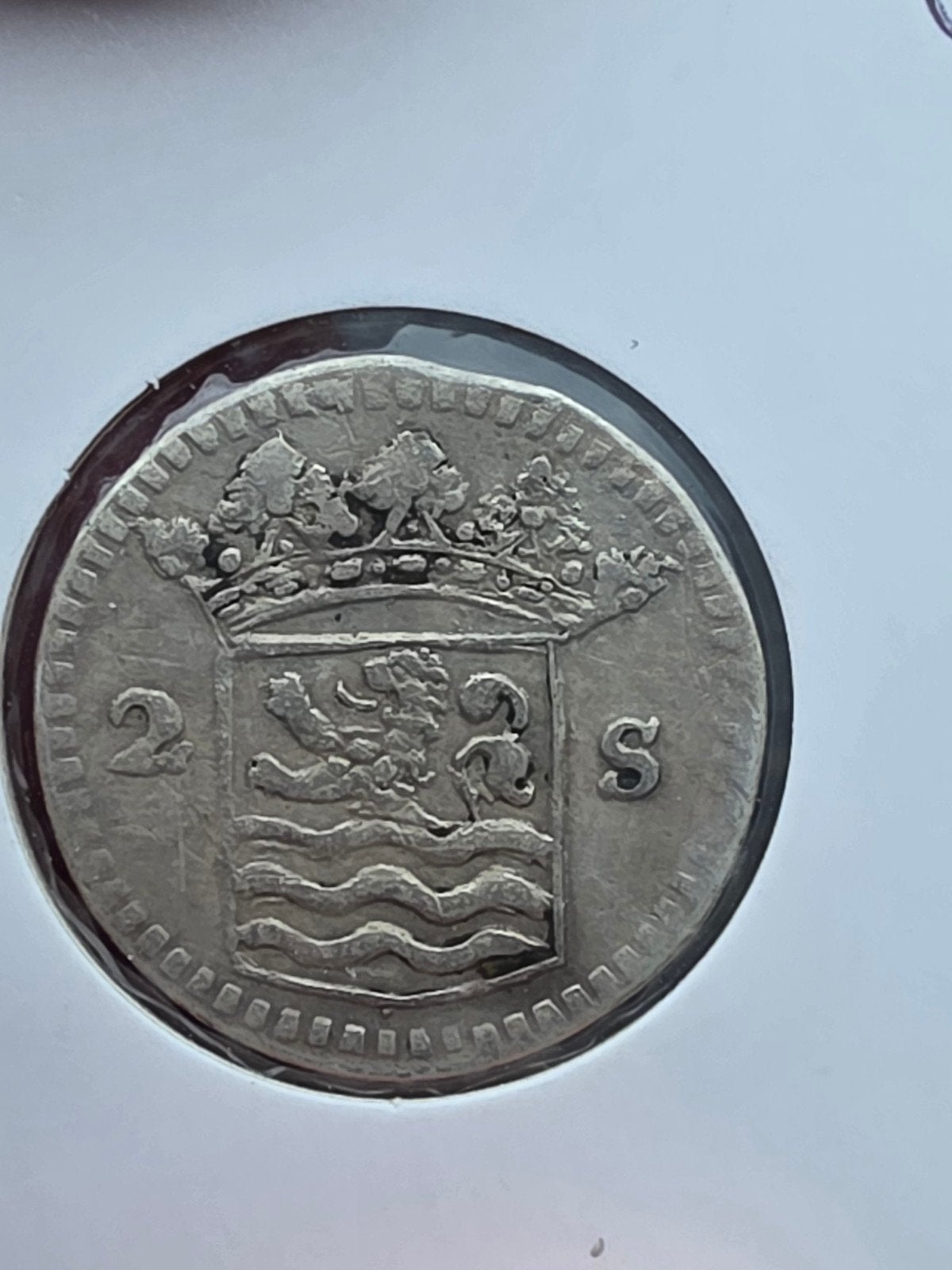 2 Stuiver Zeeland 1745 - Mooie dubbele stuiver met leeuw, Postzegels en Munten, Munten | Nederland, Vóór koninkrijk, Zilver, Ophalen of Verzenden