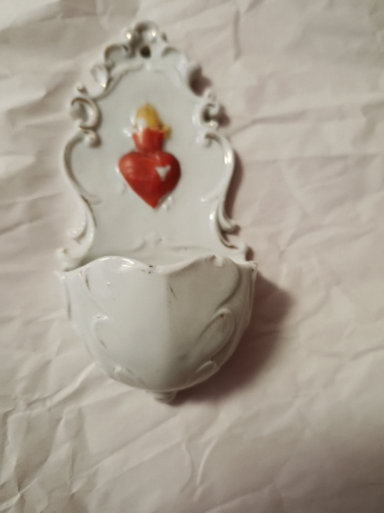 porseleinen wijwater vat Vintage model erg oud, Ophalen of Verzenden, Zo goed als nieuw, Beeld(je), Christendom | Katholiek