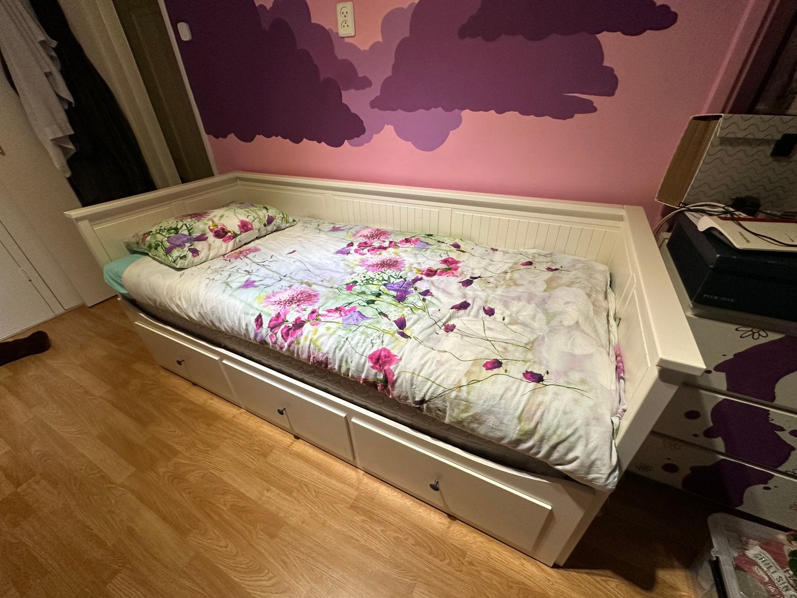 Wit IKEA Hemnes 1-2 persoonsbed/bedbank, Ophalen, Gebruikt, Eenpersoons, Wit